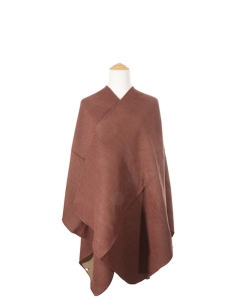 Solid Color Poncho SF400164 BROWN